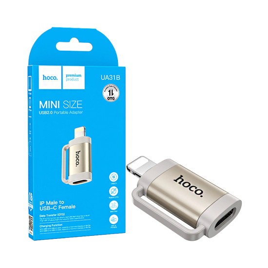 Hoco Adapter UA31B Lightning Male to Type-C Female Gray Hoco Adapter UA31B Lightning Male to Type-C Female Gray